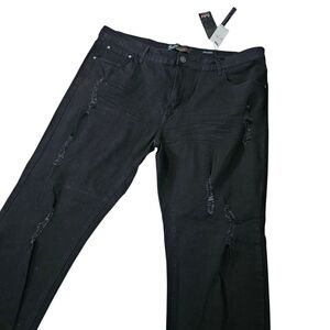 Black Distressed Slim Straight Men's Jeans